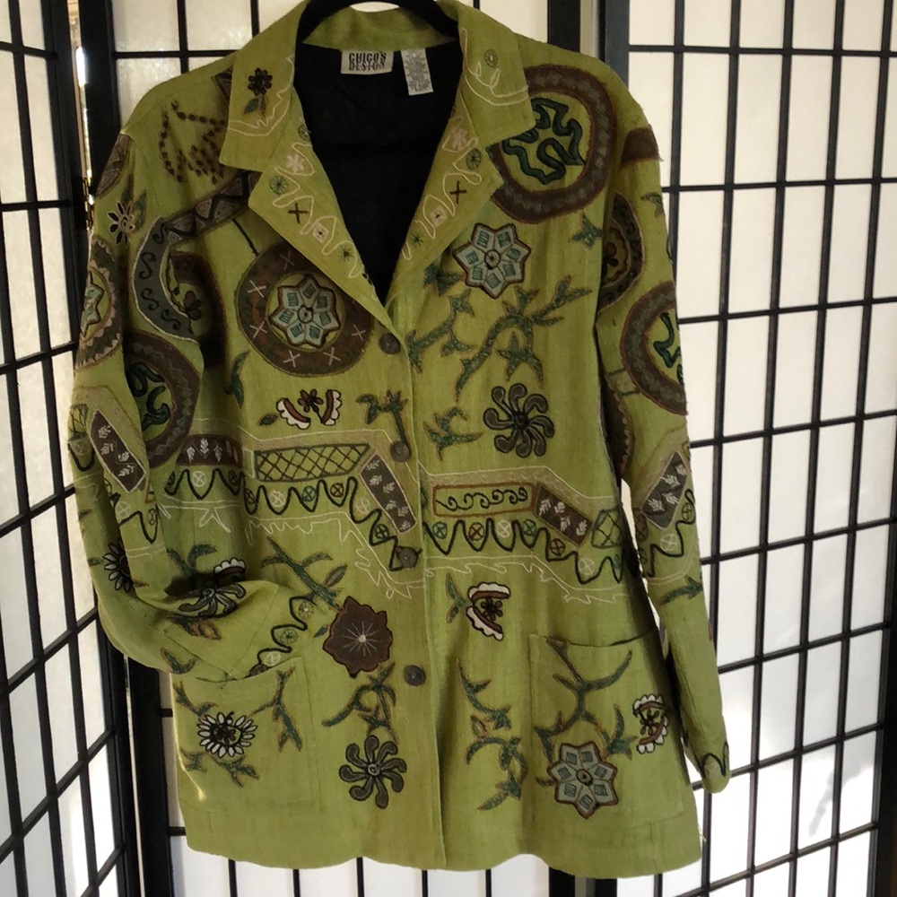 Chico’s Silk jacket lined & embroidered